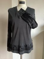 Dries van Noten top longsleeve v-hals antraciet/zwart M, Kleding | Dames, Maat 38/40 (M), Zwart, Ophalen of Verzenden, Zo goed als nieuw