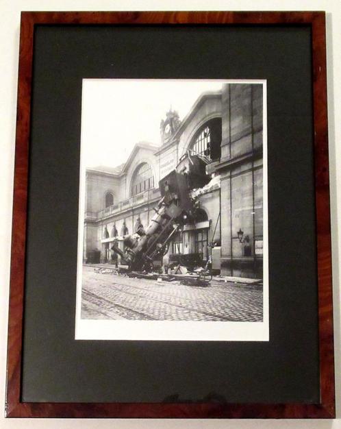 Art prent van antieke foto treinongeval op het Montparnasse, Verzamelen, Foto's en Prenten, Foto, Ophalen of Verzenden