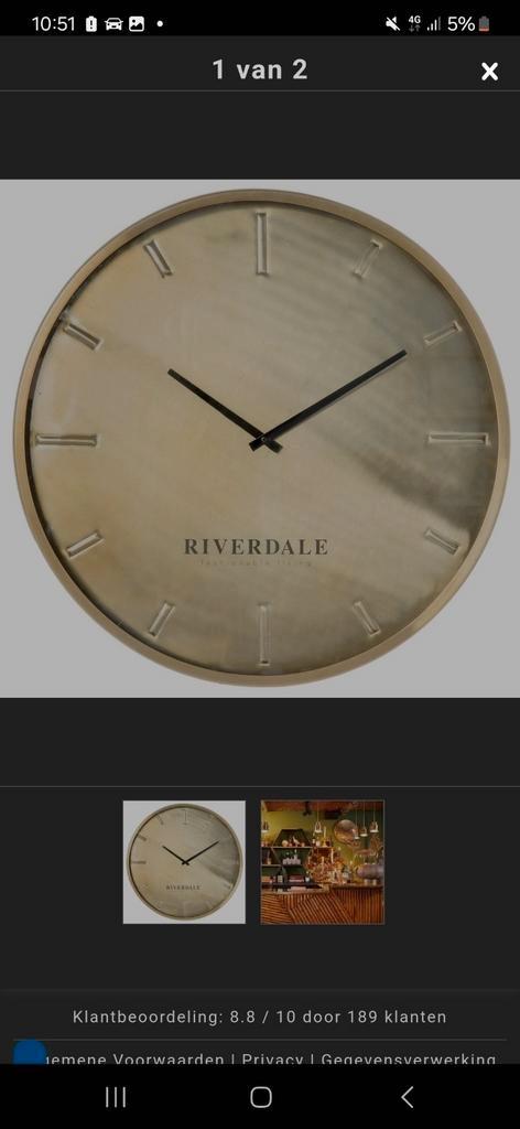 Mooie nieuw Brons Riverdale klok 50cm diameter, Huis en Inrichting, Woonaccessoires | Klokken, Nieuw, Ophalen of Verzenden