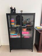 LOODS 5 Zwarte Stalen Vitrinekast, Huis en Inrichting, Kasten | Vitrinekasten, Ophalen, Gebruikt, 100 tot 150 cm, 50 tot 100 cm