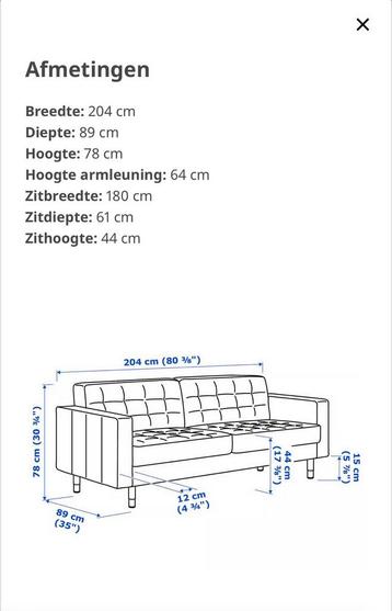 Ikea Landskrona bank 3 zits groen - afbeelding 5