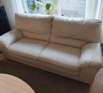 Natuzzi Crème Leren Bankstel - Twee/Driepersoons, Huis en Inrichting, Gebruikt, Driepersoons, Ophalen of Verzenden, Rechte bank