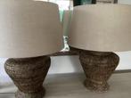 2 Birma Rieten schemerlampen, Huis en Inrichting, Woonaccessoires | Dienbladen, Ophalen, Zo goed als nieuw, Rond, Overige materialen