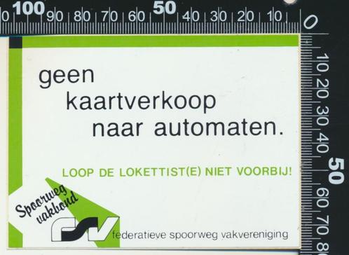 Sticker: Federatie Spoorweg Vakvereniging - Geen kaartverkoo, Verzamelen, Stickers, Zo goed als nieuw, Bedrijf of Vereniging, Verzenden