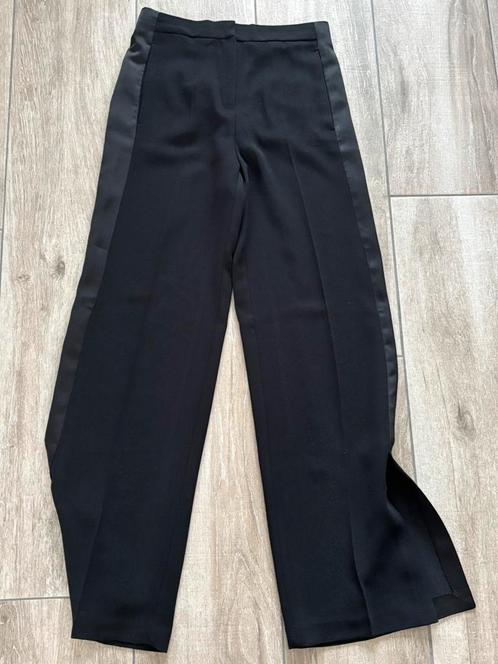 MNG - Zwarte Side Stripe Wide Leg Pants maat 38, Kleding | Dames, Broeken en Pantalons, Zo goed als nieuw, Maat 38/40 (M), Zwart