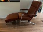 Vintage leren design fauteuil Helikal Leolux - opknapper, Huis en Inrichting, Fauteuils, Ophalen, Gebruikt, Minder dan 75 cm, Metaal
