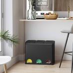 Prullenbak met 3 Compartimenten - Zwart Metaal, Huis en Inrichting, Woonaccessoires | Prullenbakken, Met pedaal, 50 tot 75 cm