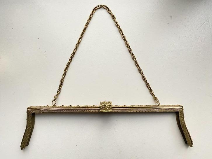 Vintage tasbeugel filigrain messing, jaren 60, breedte 33 cm, Antiek en Kunst, Antiek | Kleding en Accessoires, Dames, Ophalen of Verzenden