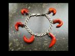 Bijzonder Zilveren Armband met 6 Hangers Bloedkoraal!, Verzenden, Zilver, Armband