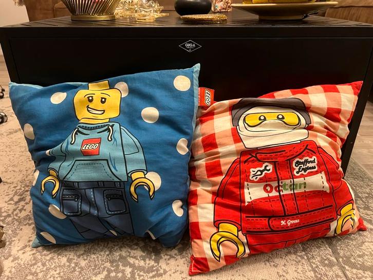 Lego Kussens - Set van 2, Huis en Inrichting, Woonaccessoires | Kussens, Gebruikt, Blauw, Vierkant, Ophalen of Verzenden