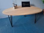 Bijzettafel kei-vormig eiken met facetrand industrieel NIEUW, Minder dan 45 cm, Nieuw, Ophalen of Verzenden, 75 cm of meer
