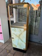 Vintage Vitrine Kastje met Glas en Marmerlook Jaren 70 Stijl, Ophalen of Verzenden