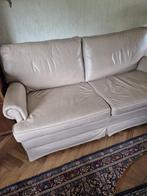 Bank 2-zits beige rundleder, Ophalen, Zo goed als nieuw, 75 tot 100 cm