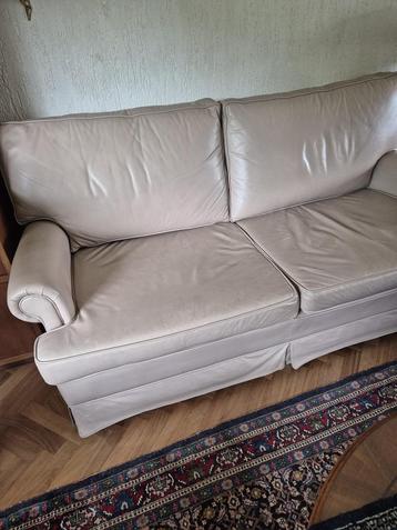 Bank 2-zits beige rundleder beschikbaar voor biedingen
