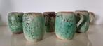 5 vintage pottenbakkers bekers, handgevormde mokken, Antiek en Kunst, Ophalen of Verzenden