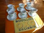 BLIKKEN BORDJES+6 KOP EN SCHOTELS"OXO LIEBIG"UIT JAREN 30/40, Verzenden, Gebruikt, Reclamebord