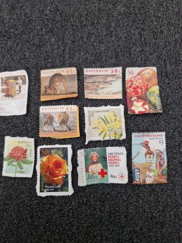 kaveltje Australië  diverse ongestempelde, afgeweekte zegels beschikbaar voor biedingen