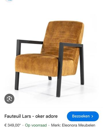 Praktisch nieuwe fauteuil, oker / goud kleur €349 voor €100