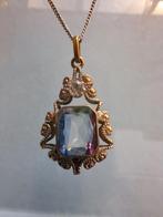 Antieke Frans hanger zilver verguld blauwe steen sieraad, Ophalen of Verzenden, Gebruikt, Overige kleuren, Goud