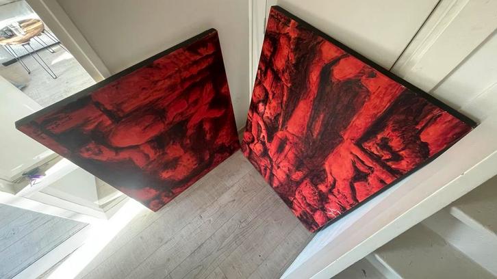 2 Grote Kunst Schilderijen op Doek, Antiek en Kunst, Kunst | Schilderijen | Klassiek, Ophalen