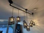 Lange hanglamp met 7 stalen kappen - 180 cm, Huis en Inrichting, Lampen | Hanglampen, Ophalen, Gebruikt, Metaal, Minder dan 50 cm