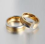 Trouwen stalen met goud ring voor hem en haar, Sieraden, Tassen en Uiterlijk, Ringen, IJzer of Staal, Nieuw, Ophalen of Verzenden