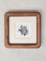 Mini print lief muisje, handgemaakt, met lijstje 10x10 cm, Minder dan 50 cm, Oorspronkelijke maker, Nieuw, Ophalen of Verzenden