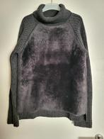Unieke trui met schapenwol en leer, Maat 38/40 (M), Massimo Dutti, Zwart, Ophalen of Verzenden