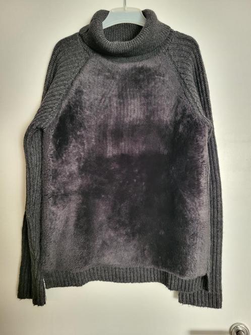 Unieke trui met schapenwol en leer, Kleding | Dames, Truien en Vesten, Zo goed als nieuw, Maat 38/40 (M), Zwart, Ophalen of Verzenden