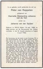 Peter van Keppelen 1886 Mill en St. Hubert + 1966 Veghel, Verzenden