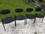 4 eetkamerstoelen stapelbaar, Ophalen, Gebruikt, Zwart, Vier
