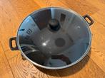 Gietijzeren Wok met Glazen Deksel 36cm, Huis en Inrichting, Keuken | Potten en Pannen, Gebruikt, Ophalen of Verzenden, Wok, Gietijzer