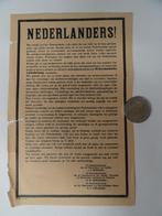 Pamflet Duitse bezetter 1941Nederlanders !, Nederland, Overige typen, Ophalen of Verzenden, Landmacht