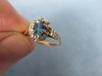 Ring met topaas en diamanten in 9 karaat goud, 18 tot 19, Ophalen of Verzenden, Zo goed als nieuw, Dame