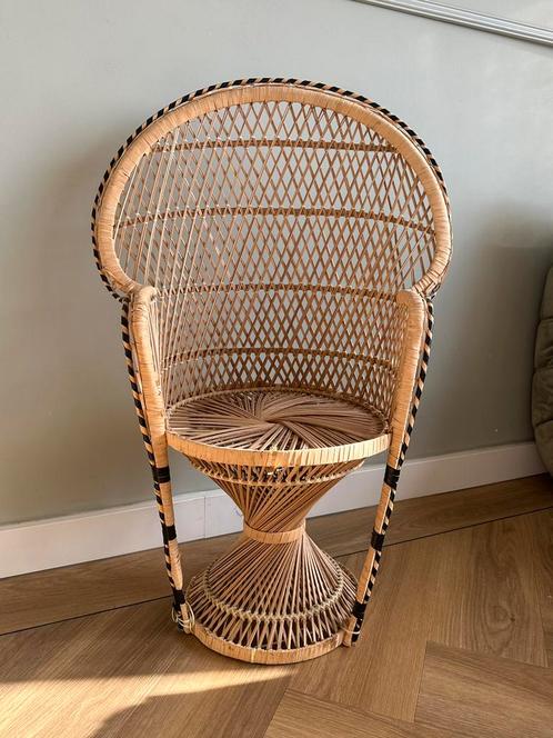 Vintage rotan/rattan pauwenstoel voor kinderen/planten, Kinderen en Baby's, Kinderkamer | Tafels en Stoelen, Gebruikt, Stoel(en)