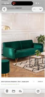 Slaapbank fluweel groen, Huis en Inrichting, Tweepersoons, Zo goed als nieuw, Groen, 140 cm