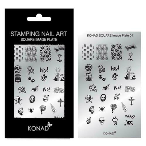 KONAD Square nail stempel 04 met 28 ' SKULL ROCK N ROLL '., Sieraden, Tassen en Uiterlijk, Uiterlijk | Cosmetica en Make-up, Nieuw