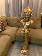 Gouden Buste op Sokkel pilaar borstbeeld barok zwaar, Ophalen