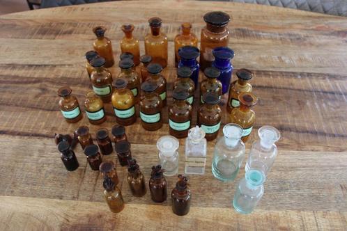 Verzameling antieke apothekers flesjes, met stop, Antiek en Kunst, Antiek | Glas en Kristal, Ophalen of Verzenden