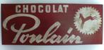 Handgeschilderd Frans metalen bord / Chocolat Poulain, Ophalen of Verzenden, Zo goed als nieuw, Reclamebord
