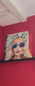 Plexiglas Schilderij - Vrouw met Zonnebril, Antiek en Kunst, Ophalen