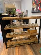 Mango houten bar, Ophalen, Met plank(en), 100 tot 150 cm, Zo goed als nieuw