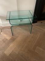 Design glazen televisietafel/ bijzettafel draaibaar vintage, Huis en Inrichting, Design, 55 tot 75 cm, Rechthoekig, Ophalen