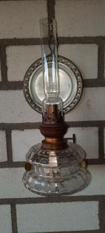 Antieke olielamp met spiegel, Ophalen of Verzenden