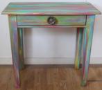 Een regenboog tafeltje met lade, bijzettafel, sidetable, Huis en Inrichting, Tafels | Sidetables, 100 tot 150 cm, Ophalen of Verzenden