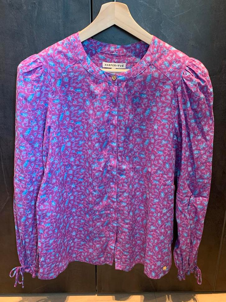 Harper & Yve  blouse paars/lichtblauw maat S, Kleding | Dames, Blouses en Tunieken, Gedragen, Maat 36 (S), Paars, Ophalen of Verzenden