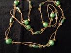 groene kralen aan koord 160 cm lang nr k 5323, Sieraden, Tassen en Uiterlijk, Ophalen of Verzenden, Nieuw, Groen, Overige materialen