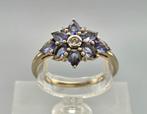 Gouden Vintage ring edelsteen tanzaniet en diamant. 2025/633