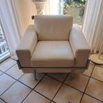 Leren Design Fauteuil met Metalen Frame, Gebruikt, Design, 75 tot 100 cm, Ophalen of Verzenden