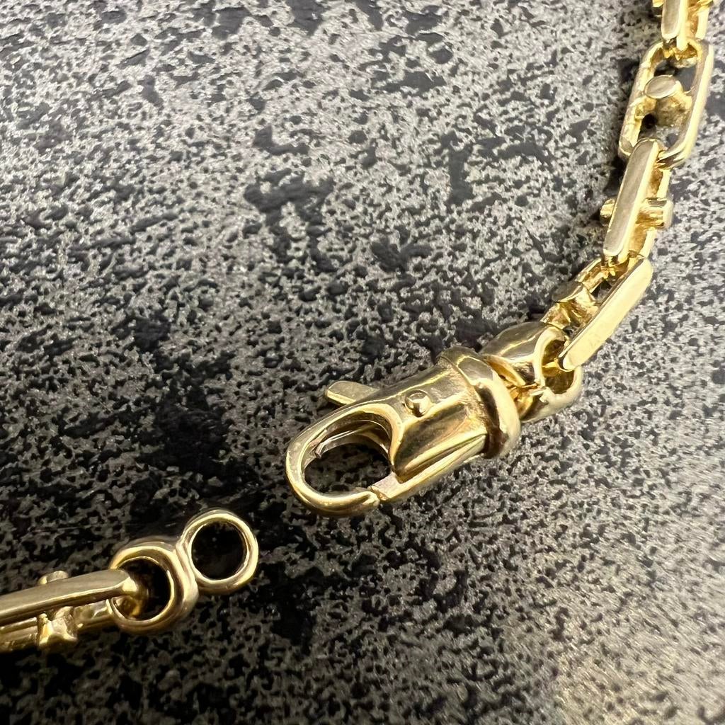 14k gouden armband massief schakel monte carlo, Ophalen of Verzenden, Nieuw, Goud